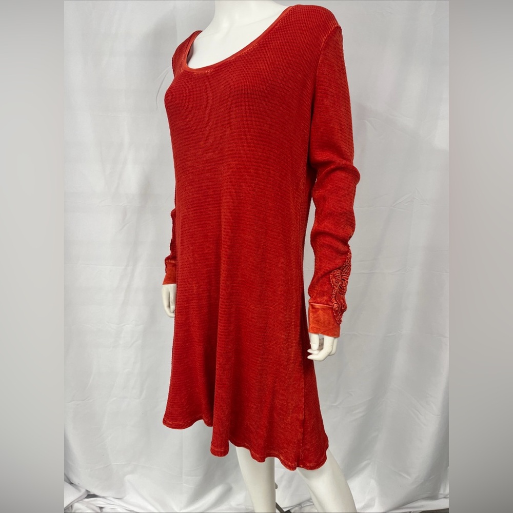 American Able casual thermal red western play long sleeve t shirt dress - Picture 7 of 10